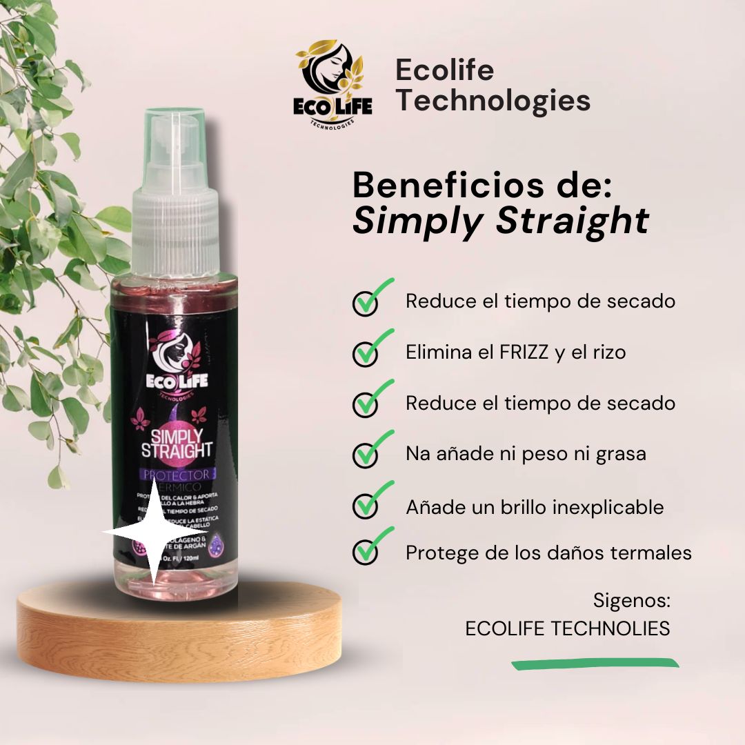 💖 Ecolife Technologies SIMPLY STRAIGHT PROTECTOR TÉRMICO 4oz