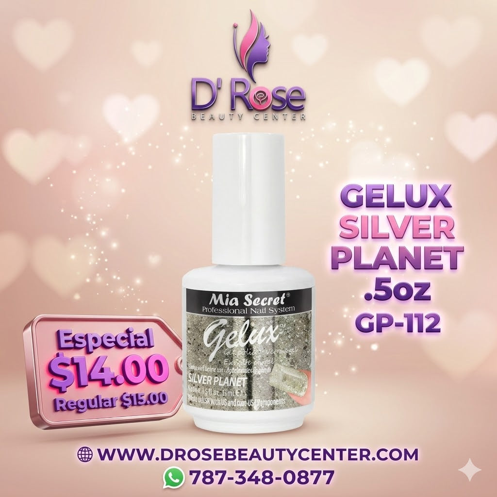 💅✨ Mia Secret® GELUX Gel Polish Silver Planet 0.5 oz (15 ml) (GP-112) — Esmalte en Gel Profesional con Efecto Glitter UV/LED ✨💅