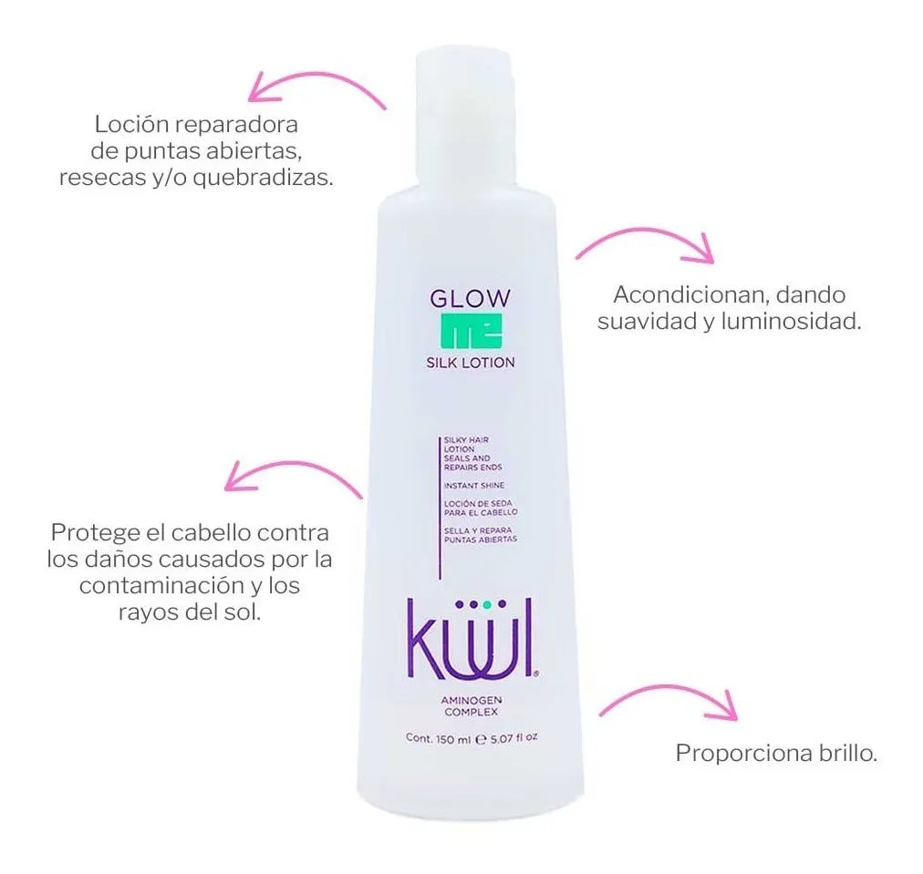💜 KUUL GLOW ME SILK LOTION 5.07 oz – Brillo Instantáneo & Reparación de Puntas 💜