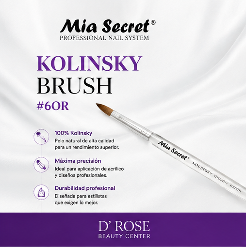 Mia Secret Kolinsky Brush #6 KNB-60R – Pincel Oval Profesional para Acrílico