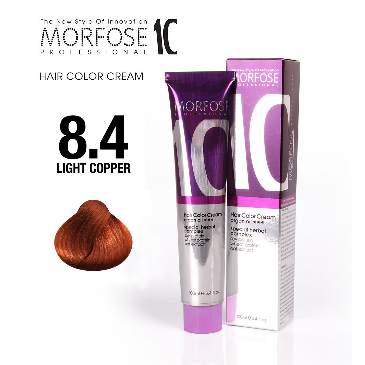 MORFOSE 10 Hair Color Cream 8.4 Light Copper – Tinte Profesional Sin Amoníaco con Aceites Naturales | 100 ml