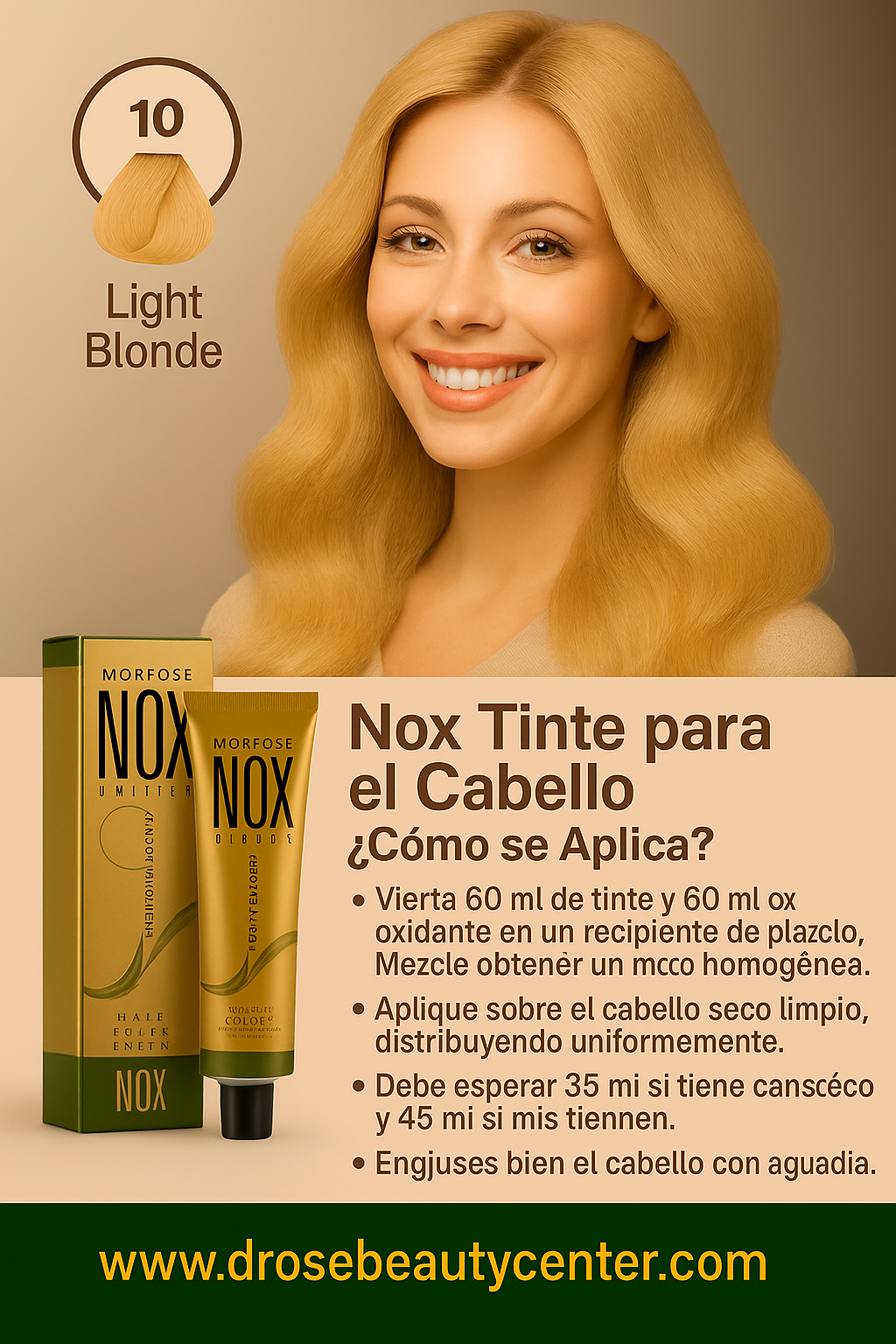 MORFOSE NOX 10 LIGHT BLONDE Crema de Coloración Profesional 60ml