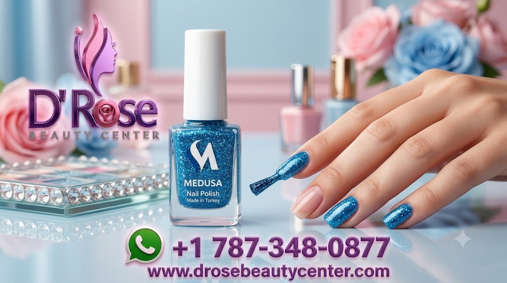 Medusa Nail Polish MNP137 Esmalte Azul con Glitter para Uñas