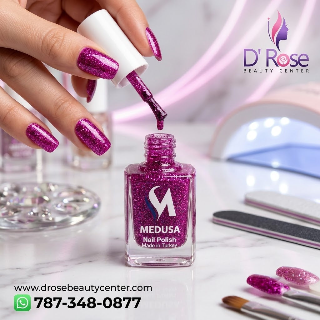 Medusa Nail Polish MNP139 Esmalte Fucsia con Glitter para Uñas