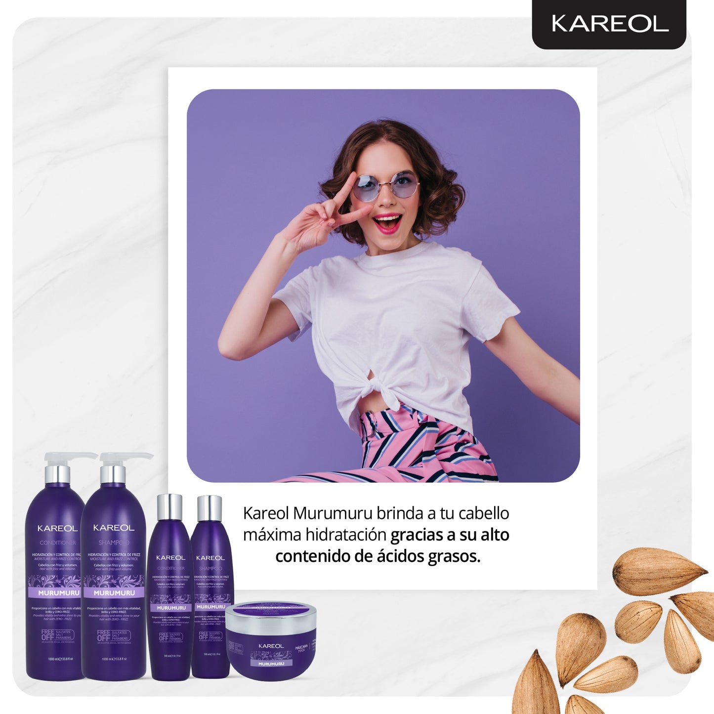 Kareol Murumuru Mascarilla Capilar 10.58 oz – Hidratación, Control de Frizz y Volumen
