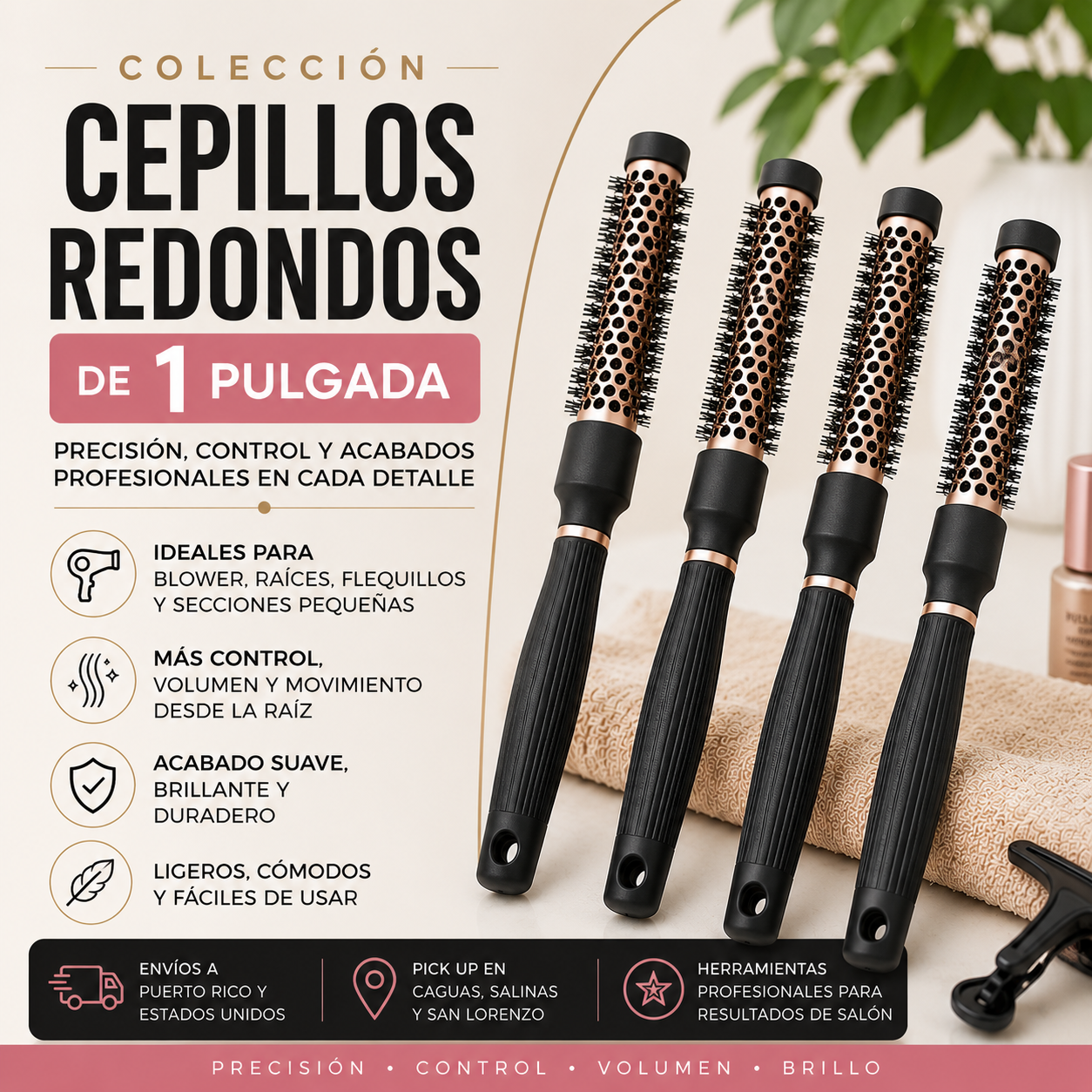 FROMM Heat Duo Cepillo Térmico Redondo Copper X Ceramic 1” NBB018 para Raíces, Flequillos y Blowouts de Precisión