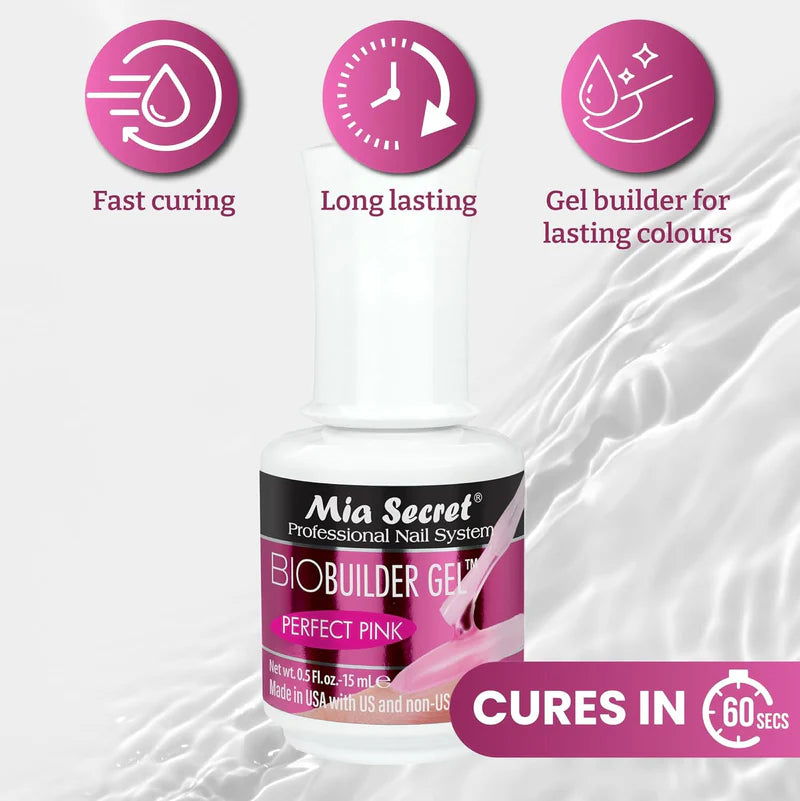 💅✨ Mia Secret® BIO BUILDER GEL PERFECT PINK 0.5 oz (15 ml) (BG-71) — Sistema Profesional para Dipping y Extensiones Sin Monómero ✨💅