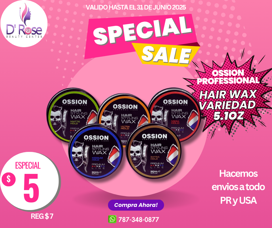 OSSION PROFESSIONAL HAIR STYLING WAX MEGA HOLD 5.1OZ OSS040