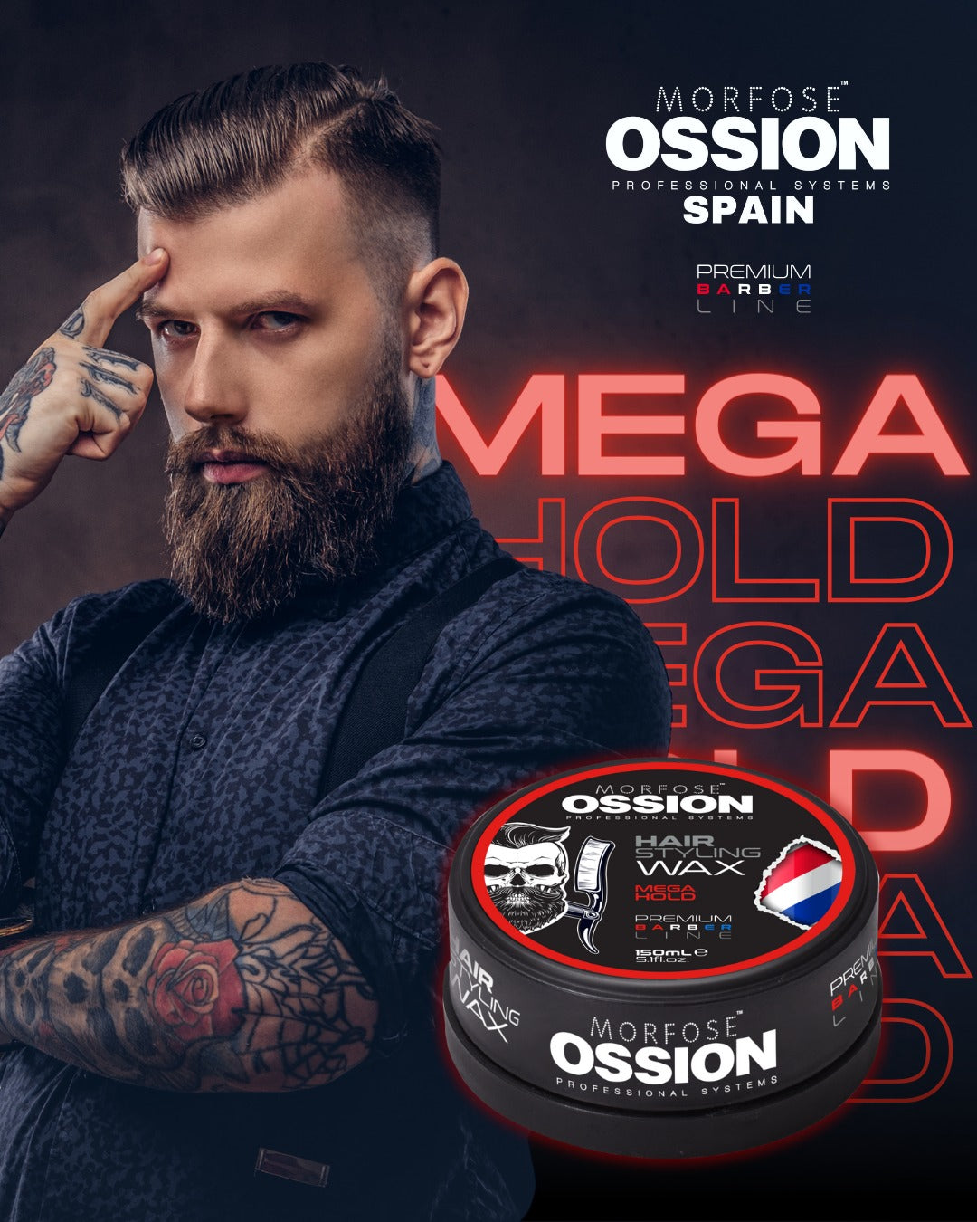 OSSION PROFESSIONAL HAIR STYLING WAX MEGA HOLD 5.1OZ OSS040