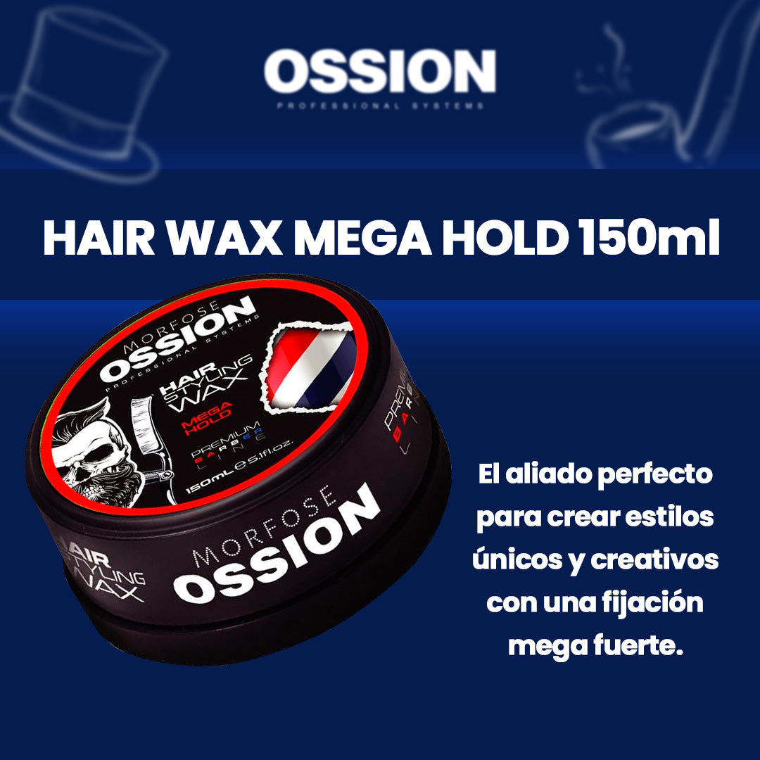 🥇 Ossion Mega Hold Hair Wax (5.1oz) | Fijación Fuerte, Brillo Natural y Base Agua ¡Solo $5!