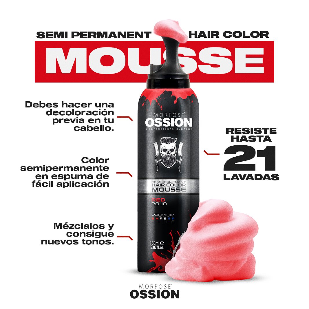 OSSION PROFESSIONAL HAIR COLOR MOUSSE COLOR RED OSS074