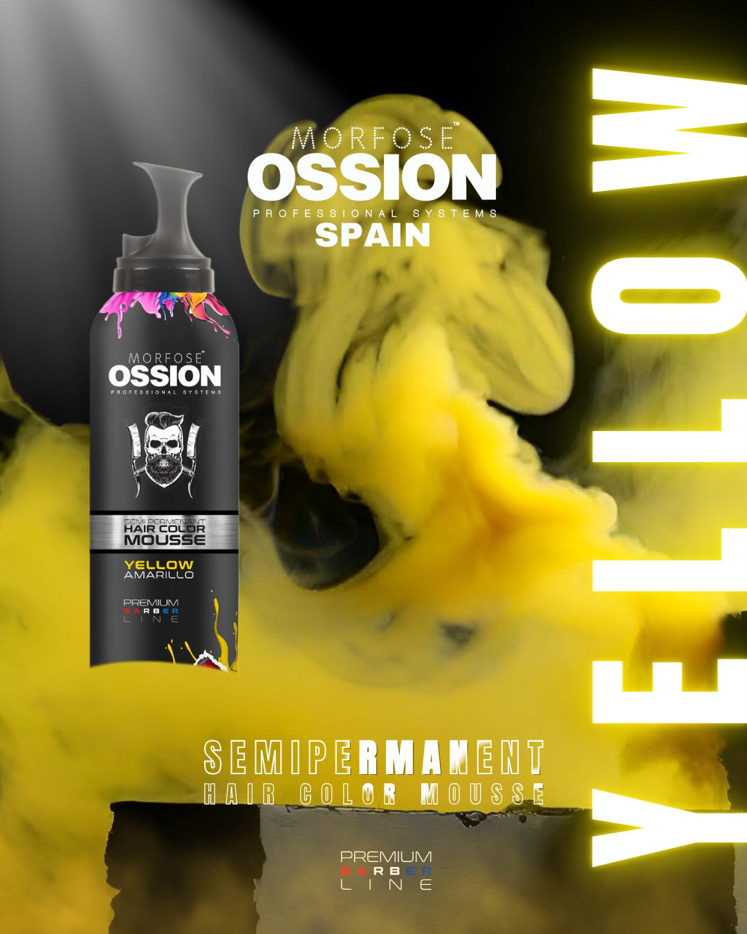 ☀️ OSSION Color Mousse YELLOW (5.07oz) | Tinte Semi-Permanente en Mousse Amarillo Canario
