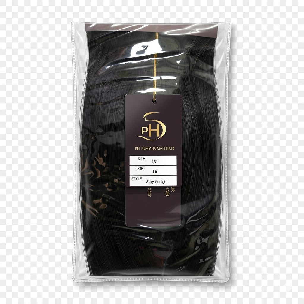 PH5 Silky Straight 18” Color 1B – Extensiones 100% Remy Human Hair Cuticle Aligned