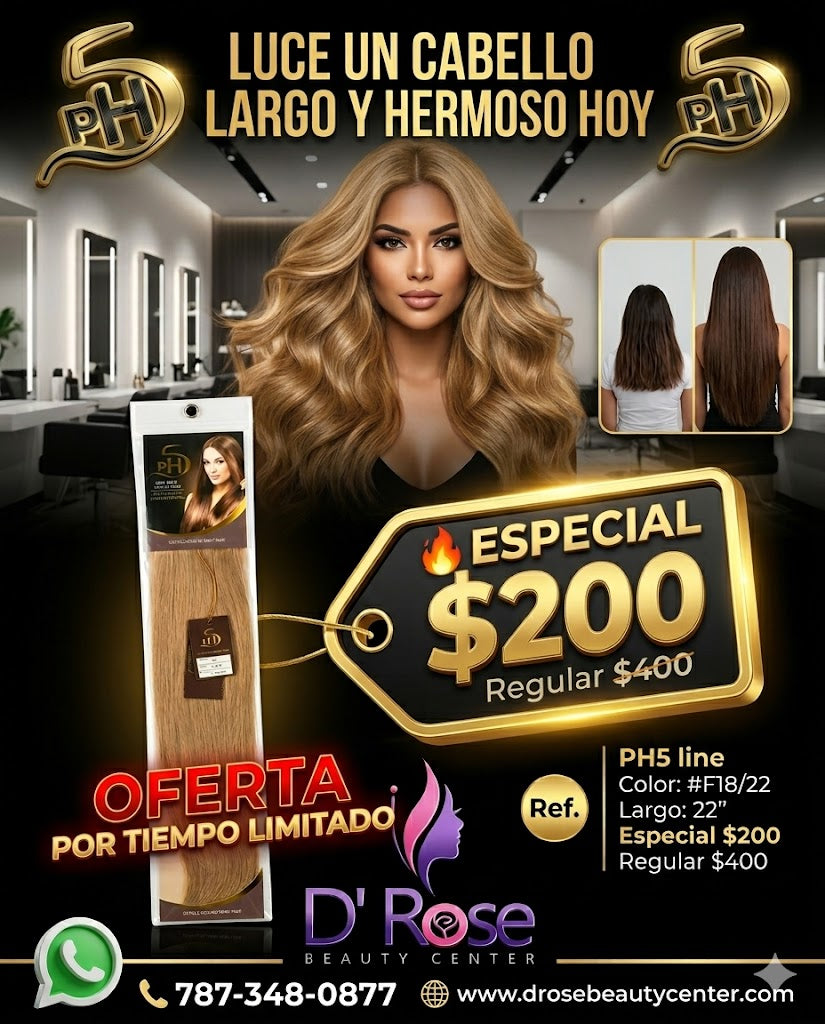 ✨ Extensiones PH5 Silky Straight 22” Color #F18/22 – 100% Remy Human Hair Balayage Blonde ✨