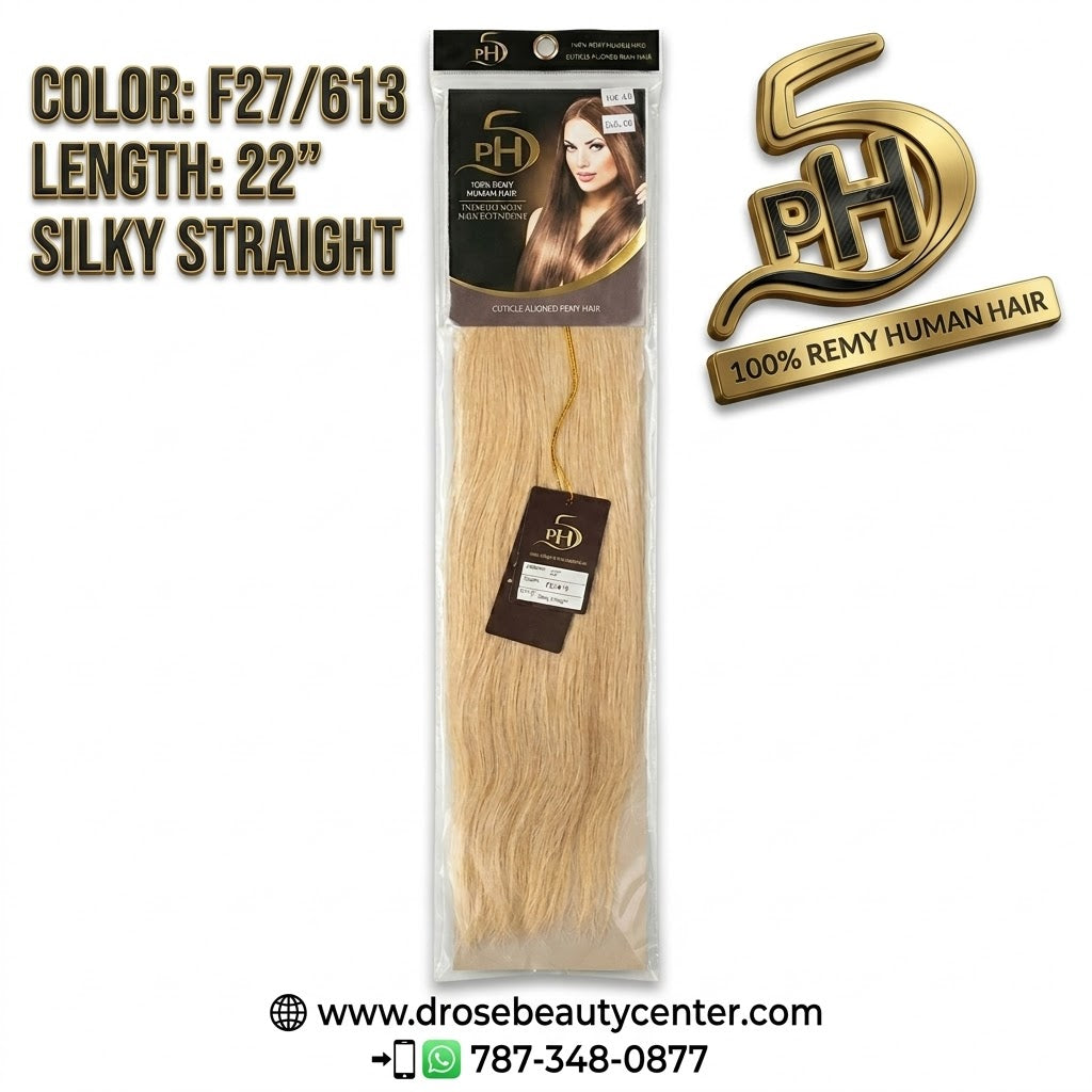 ✨ Extensiones PH5 Silky Straight 22” Color #F27/613 – 100% Remy Human Hair Balayage Blonde ✨