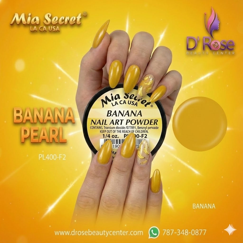 🍌✨ Mia Secret® BANANA – Acrílico Profesional Fruity Collection | Amarillo Banana Luminoso (1/4 oz) ✨🍌