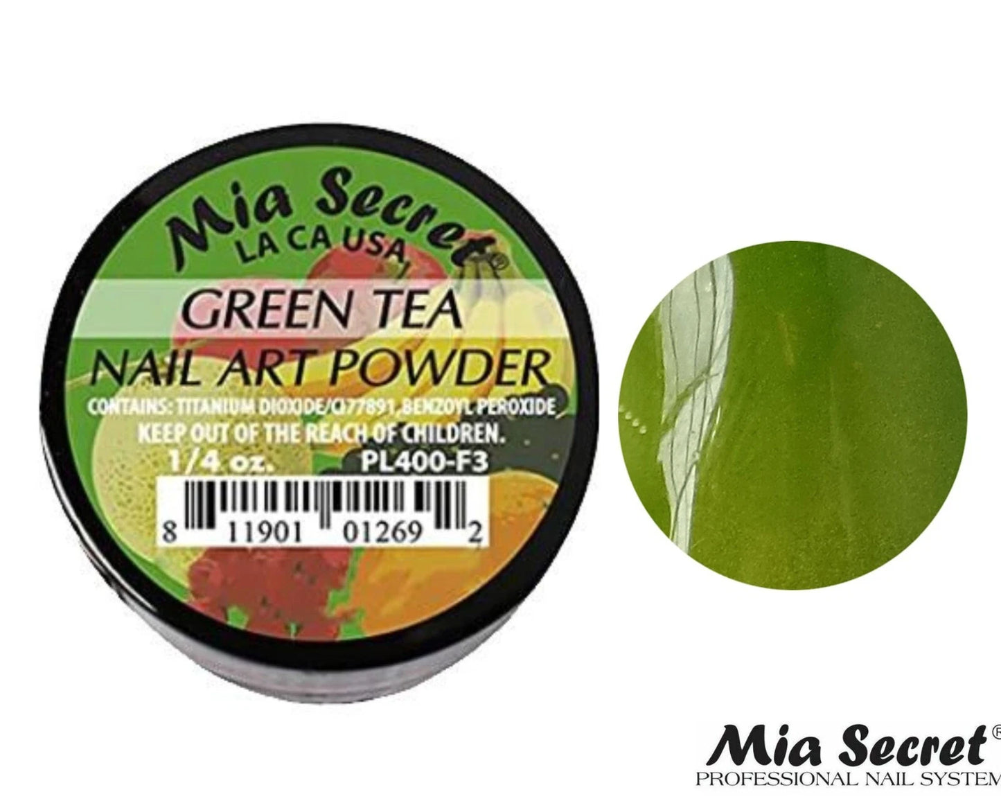 🍵✨ Mia Secret® GREEN TEA – Acrílico Profesional FRUITY Collection | Verde Natural Elegante (1/4 oz)