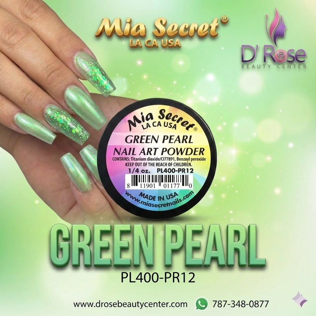 💚✨ Green Pearl – Acrílico Perlado Profesional 1/4 oz | Brillo Elegante y Control Total ✨💚