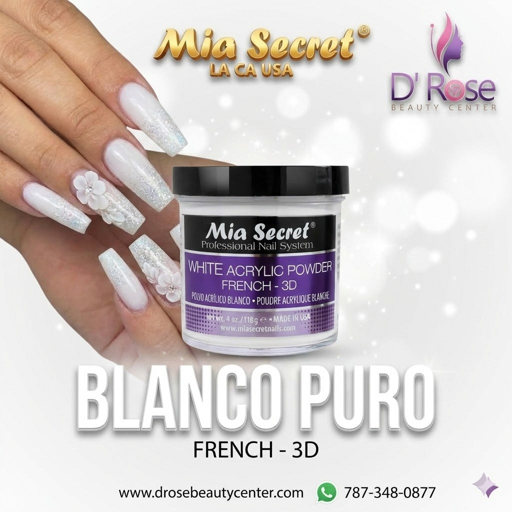 💖✨ Mia Secret® White Acrylic Powder French-3D 4oz | Blanco Puro Profesional ✨💖