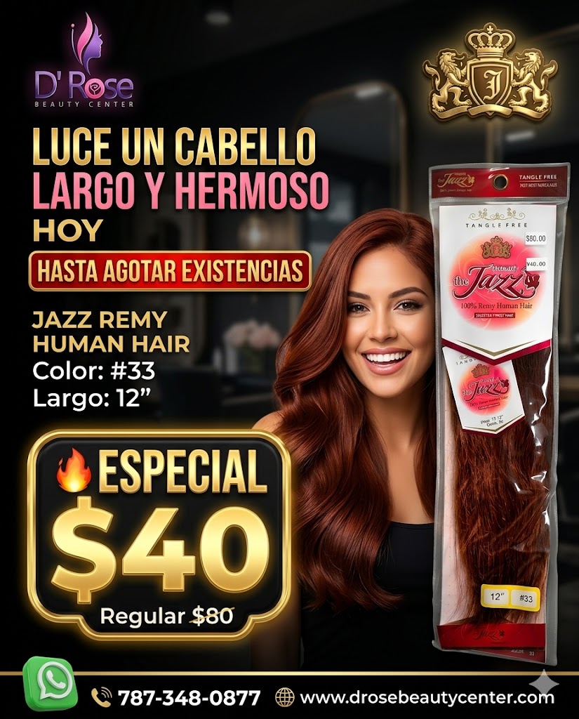 ✨ Extensiones The Jazz Remy Silky Straight 12” Color #33 (Auburn) – 100% Human Hair Premium ✨