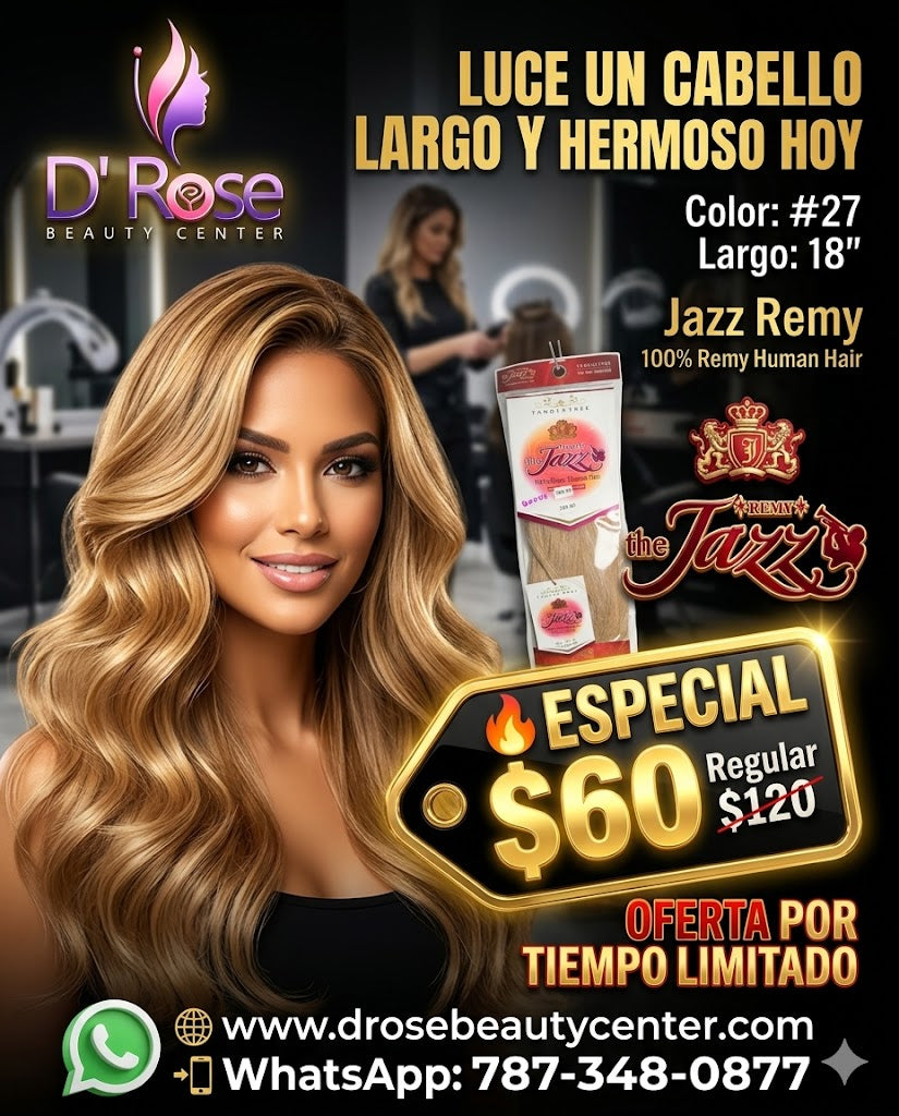 ✨ Extensiones The Jazz Remy Silky Straight 18” Color #27 – 100% Cabello Humano Remy Premium ✨