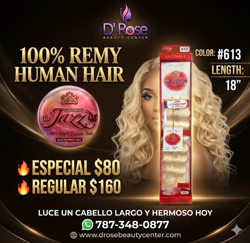 Jazz Wave Ocean Remy 100% Remy Human Hair Extensión de Cabello Color #613 18"