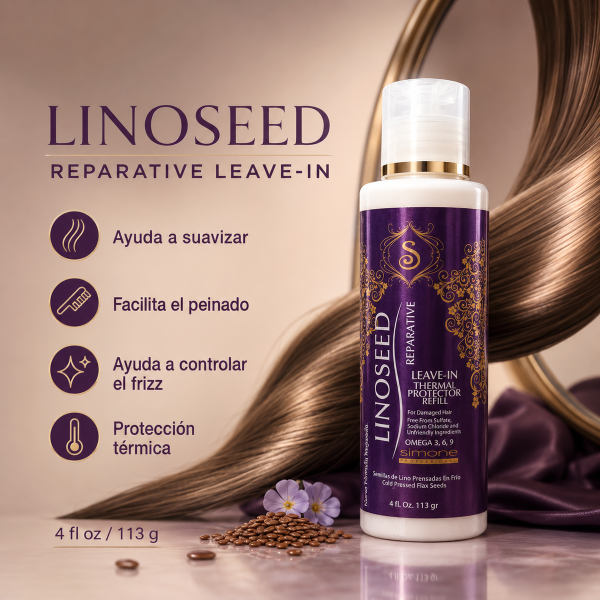 Simone Professional Linoseed Leave-In Protector Térmico 4 oz
