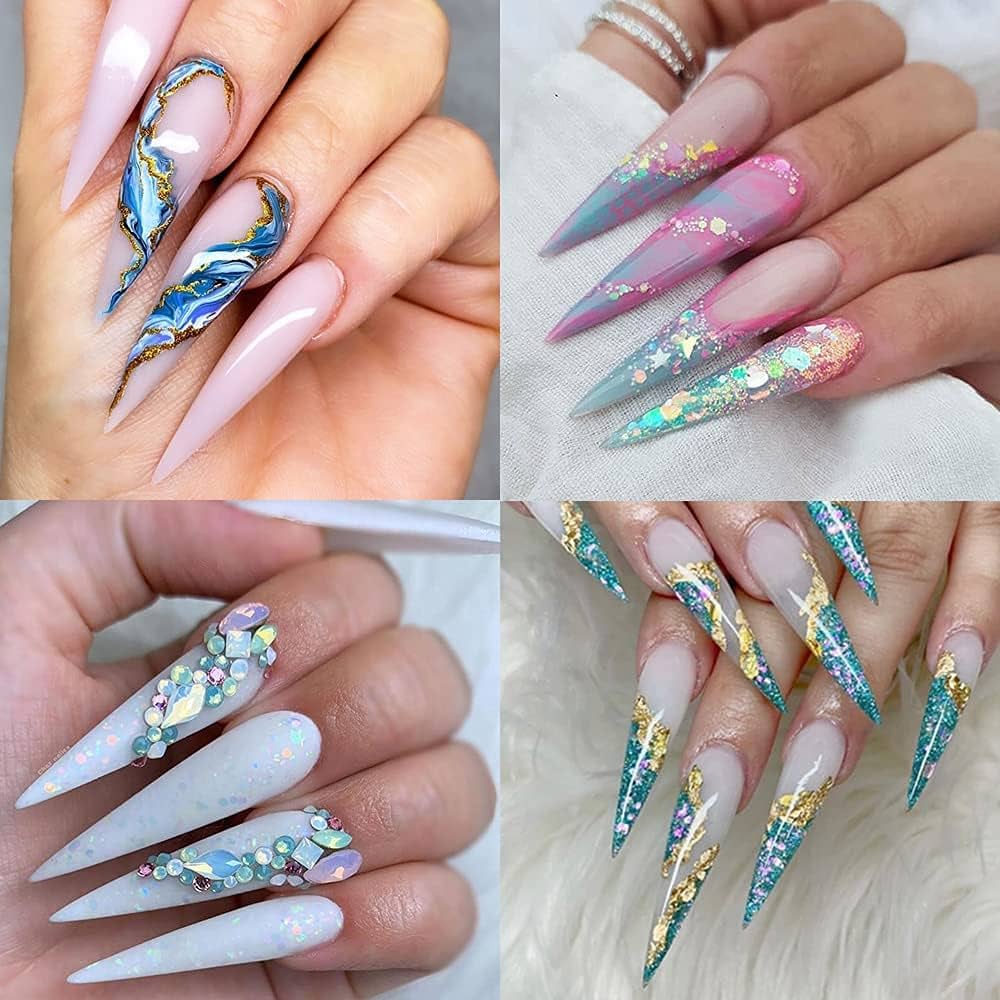 Beauty Style Gel Nail Tip Long Stiletto Clear Larga x 100 1030064