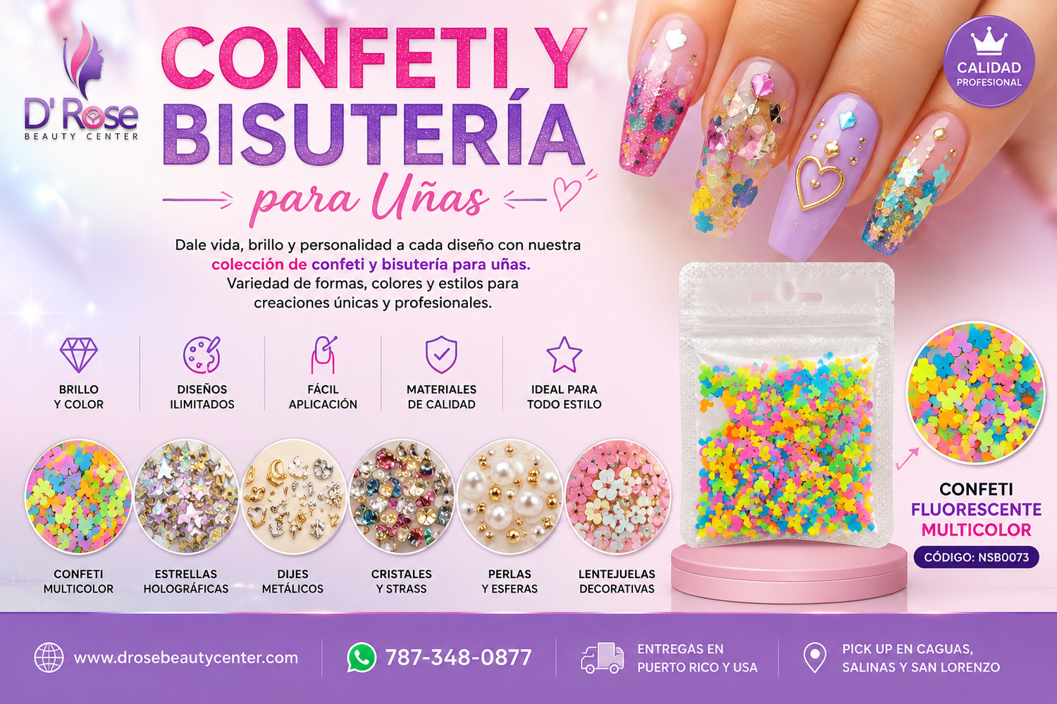 Confeti y Bisutería para Uñas (Nail Art Accents)