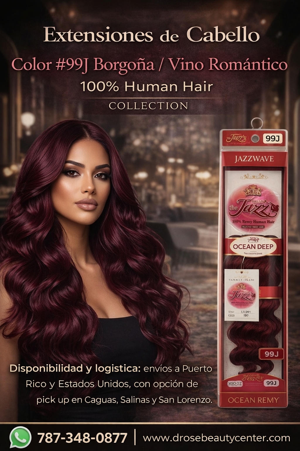 Extensiones de Cabello Color #99J – Borgoña Vino Profundo 100% Human Hair