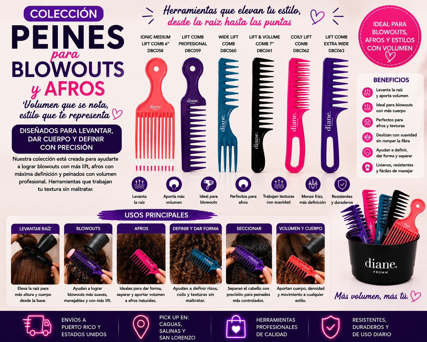 Peines para Blowouts y Afros