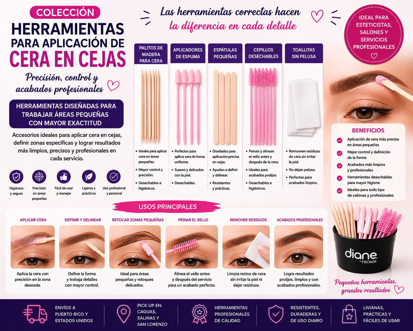 Herramientas para Aplicación de Cera en Cejas