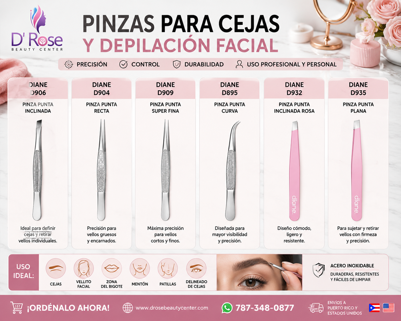 Pinzas para Cejas y Depilación Facial