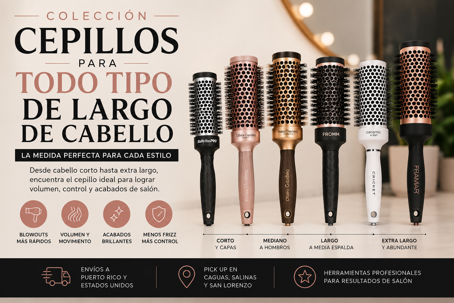 Cepillos para Todo Tipo de Largo de Cabello