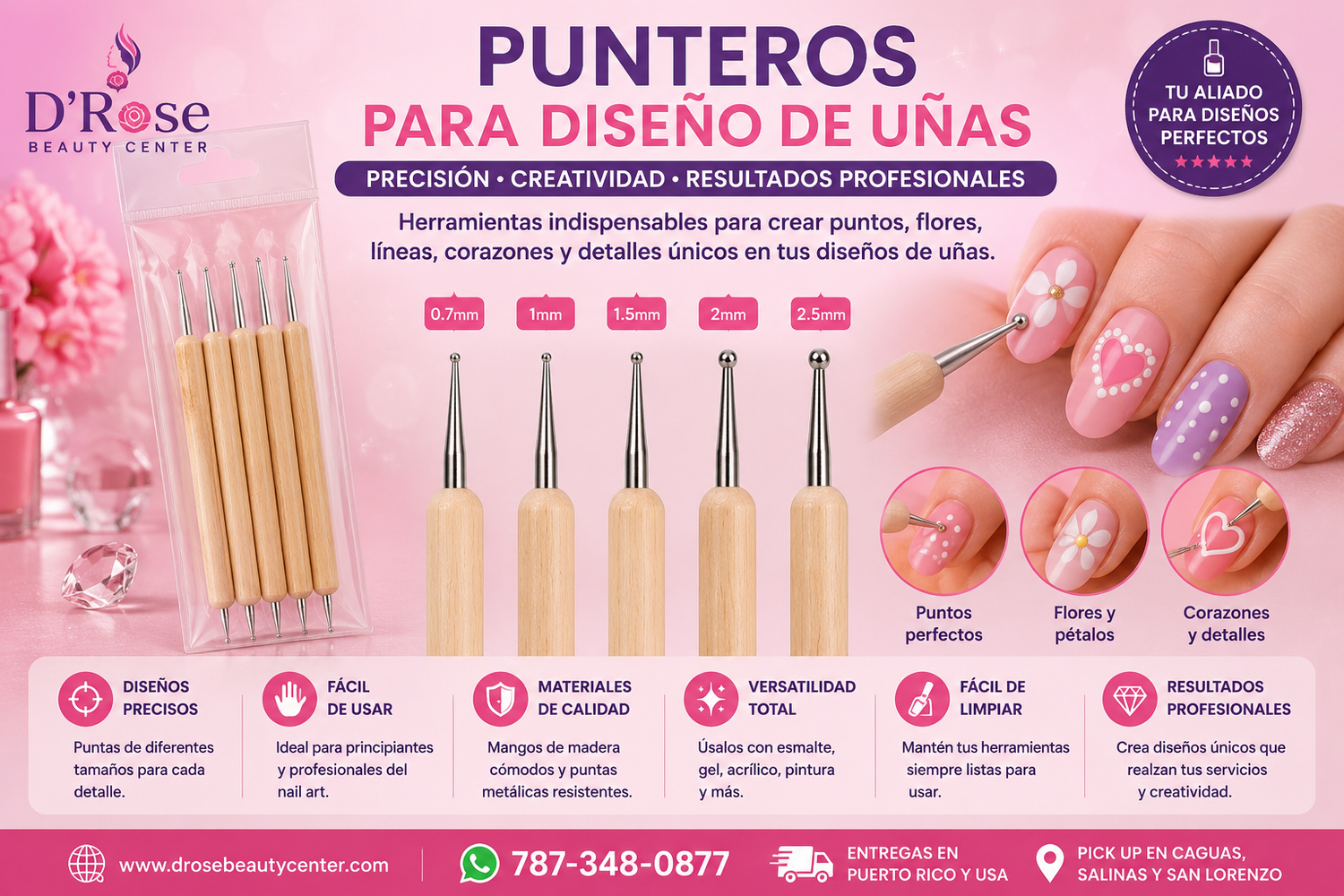 Punteros Profesionales para Diseño de Uñas (Dotting Tools)