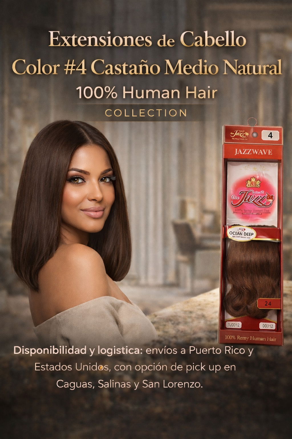 Extensiones de Cabello Color #4 – Castaño Medio Natural 100% Human Hair