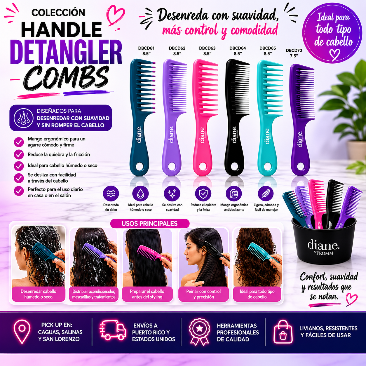 Handle Detangler Combs