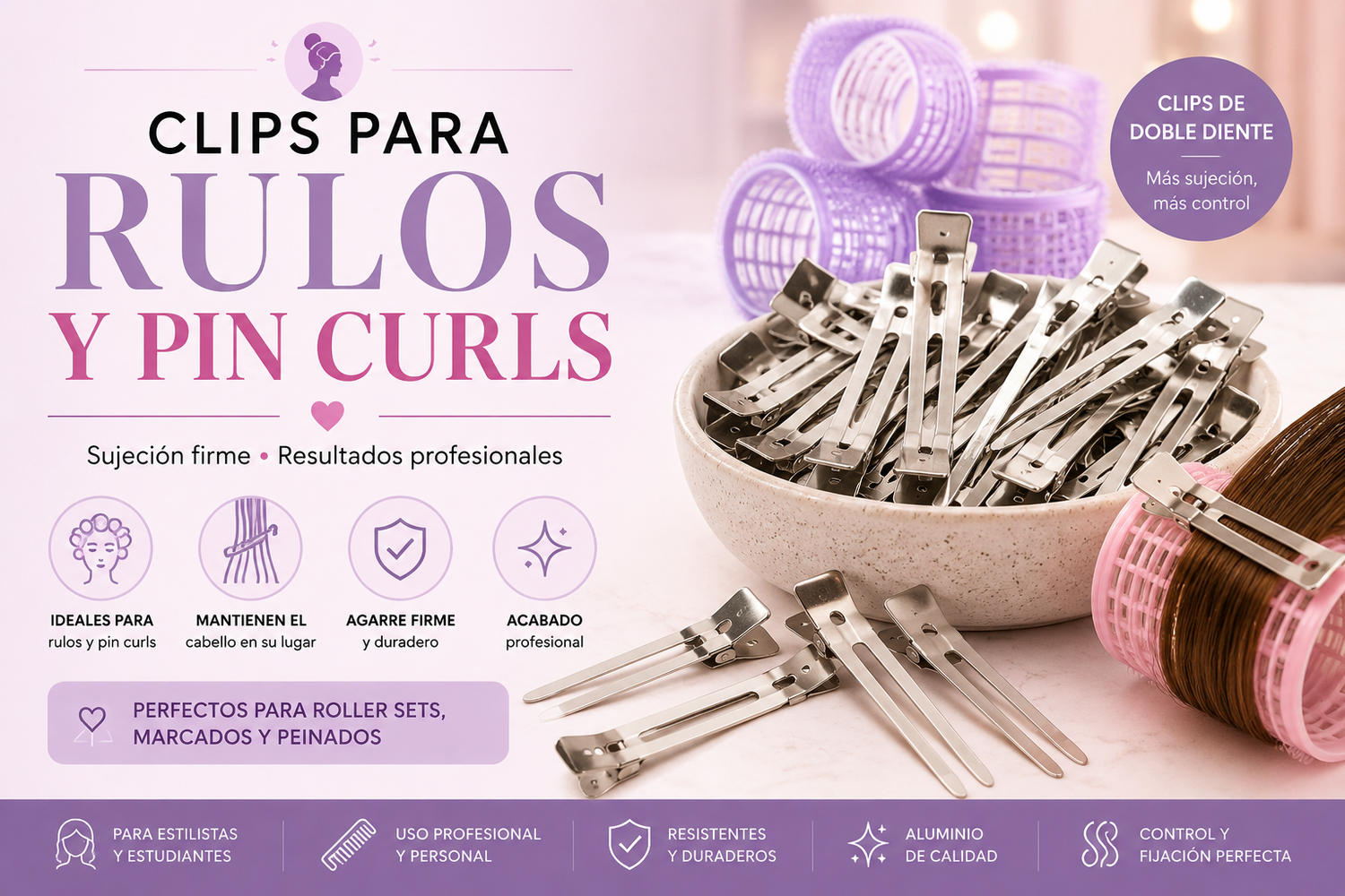 Clips para Rulos y Pin Curls