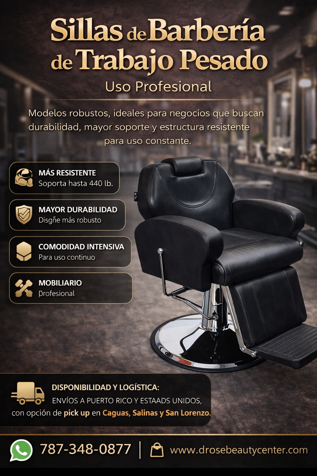 Sillas de Barbería de Trabajo Pesado