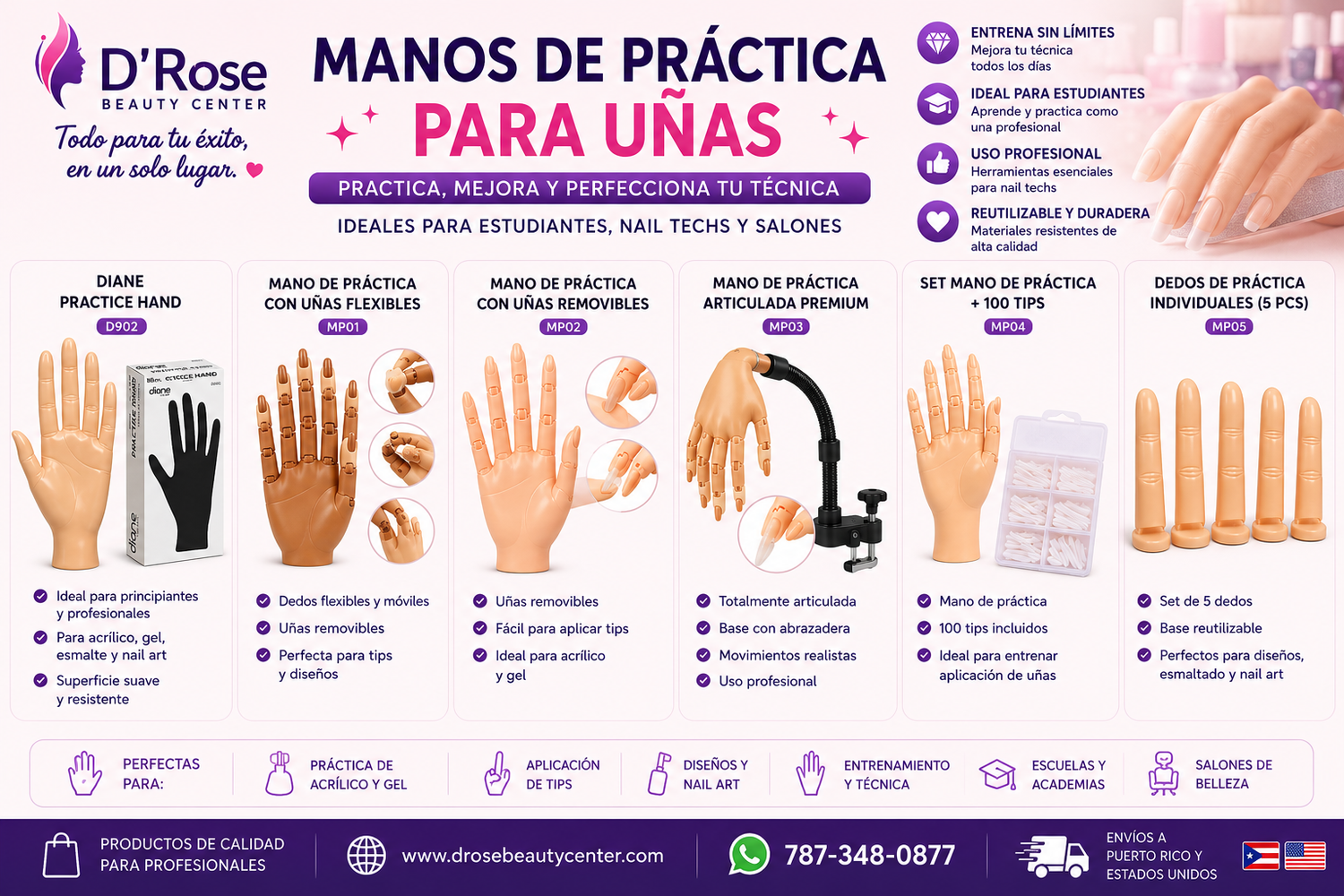 Manos de Práctica para Uñas