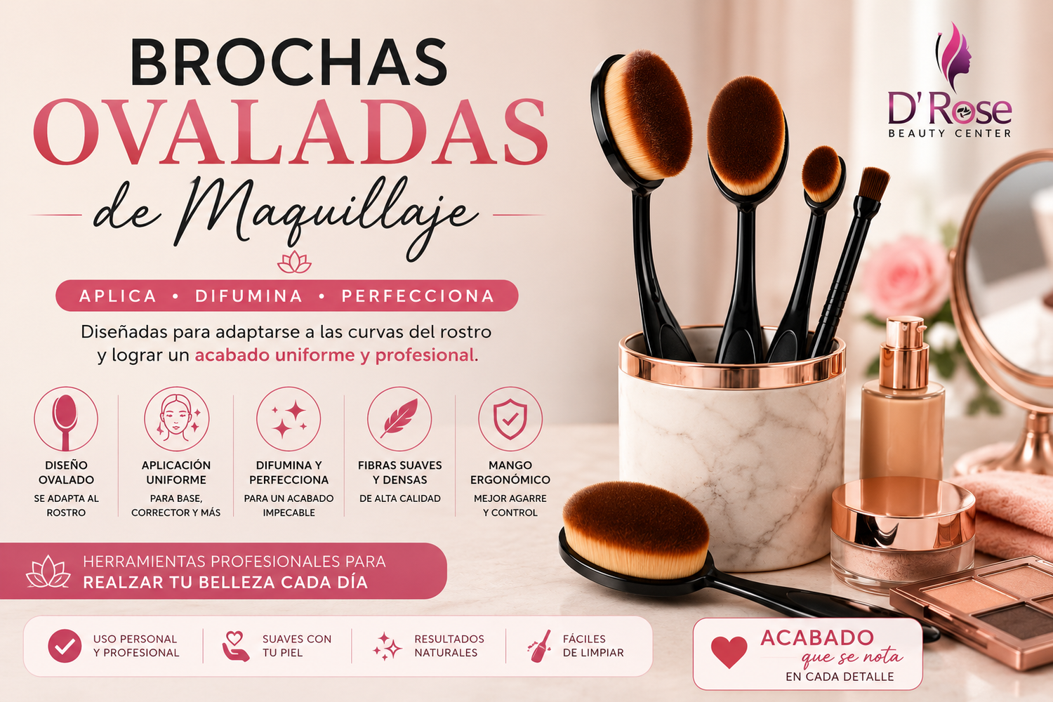 Brochas Ovaladas de Maquillaje