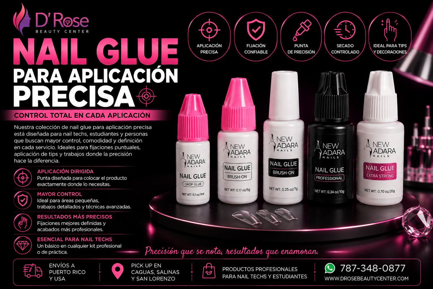 Nail Glue para Aplicación Precisa