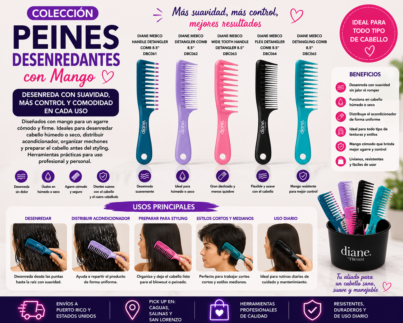 Peines Desenredantes con Mango
