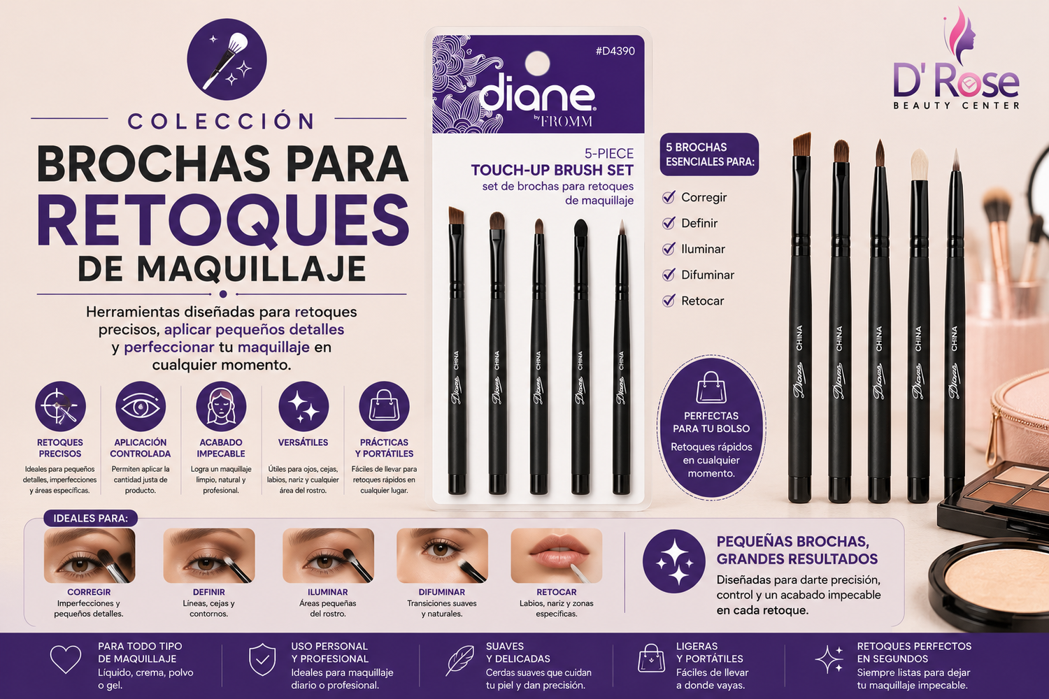 Brochas para Retoques de Maquillaje