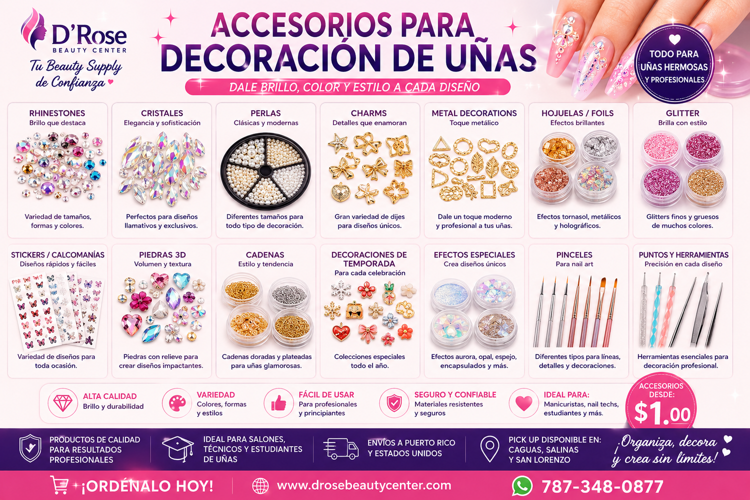 Accesorios para Decoración de Uñas (Nail Art)