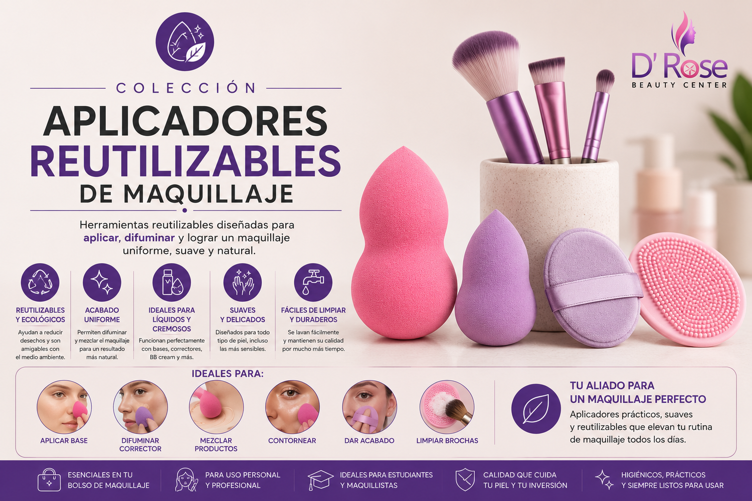 Aplicadores Reutilizables de Maquillaje