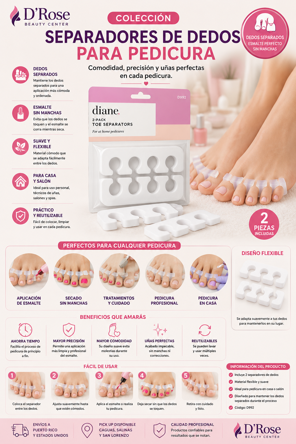 Separadores de Dedos para Pedicura