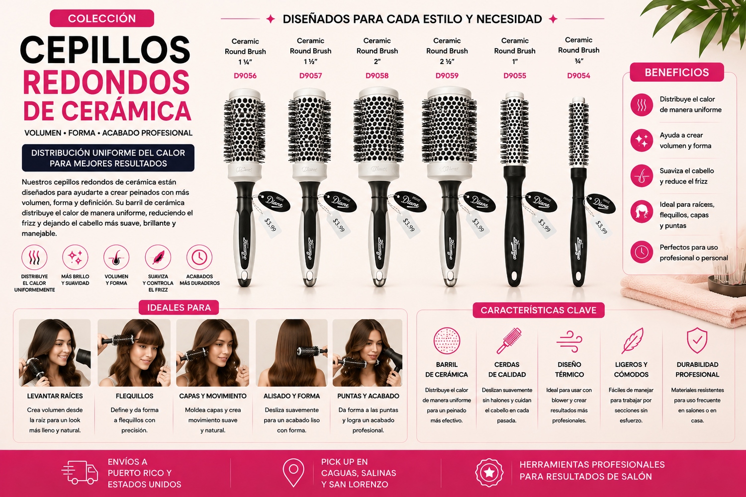 Cepillos Redondos de Cerámica