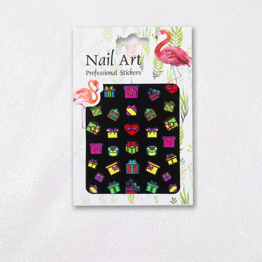 Nail Art Professional Stickers 3D de Regalos y Corazones Código 0004