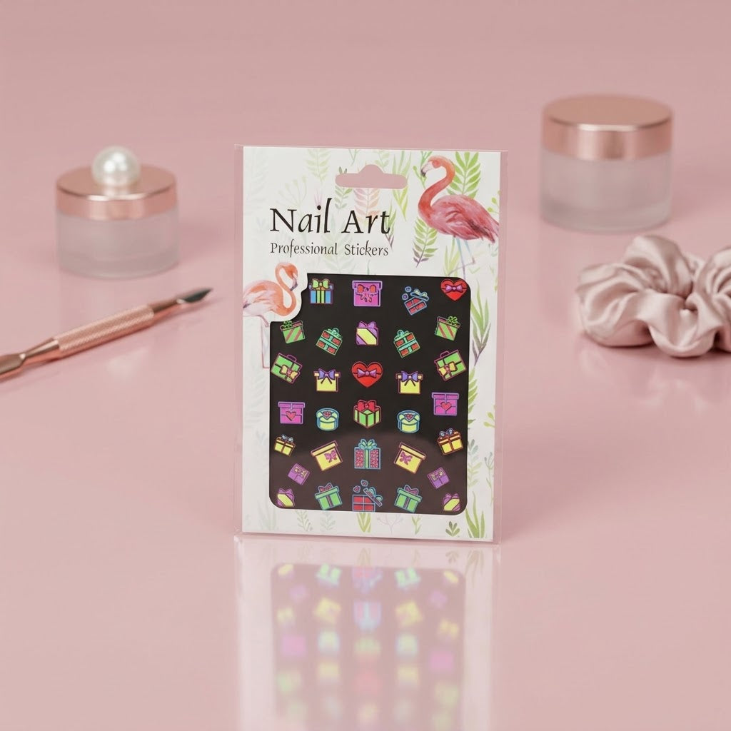 Nail Art Professional Stickers 3D de Regalos y Corazones Código 0004